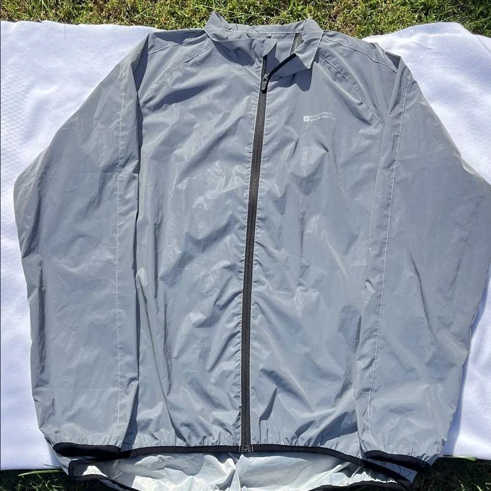 Men's Lightweight Gray Rain Jacket 360 reflective